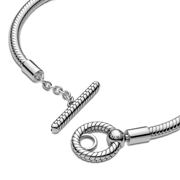 Snake Chain Sterling Silver T-Bar Bracelet