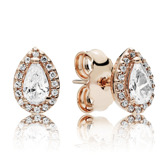 Stud Earrings With Clear Cubic Zirconia