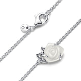 White Rose Silver Necklace