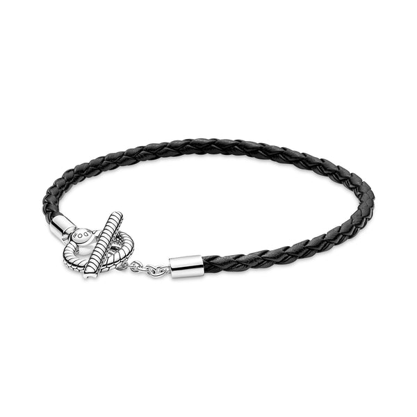 Toggle Bracelet With Black Leather