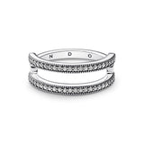 Pandora Signature Logo & Pavé Double Band Ring