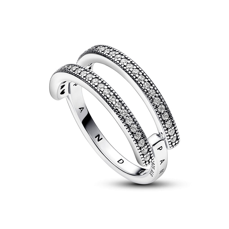 Pandora Signature Logo & Pavé Double Band Ring