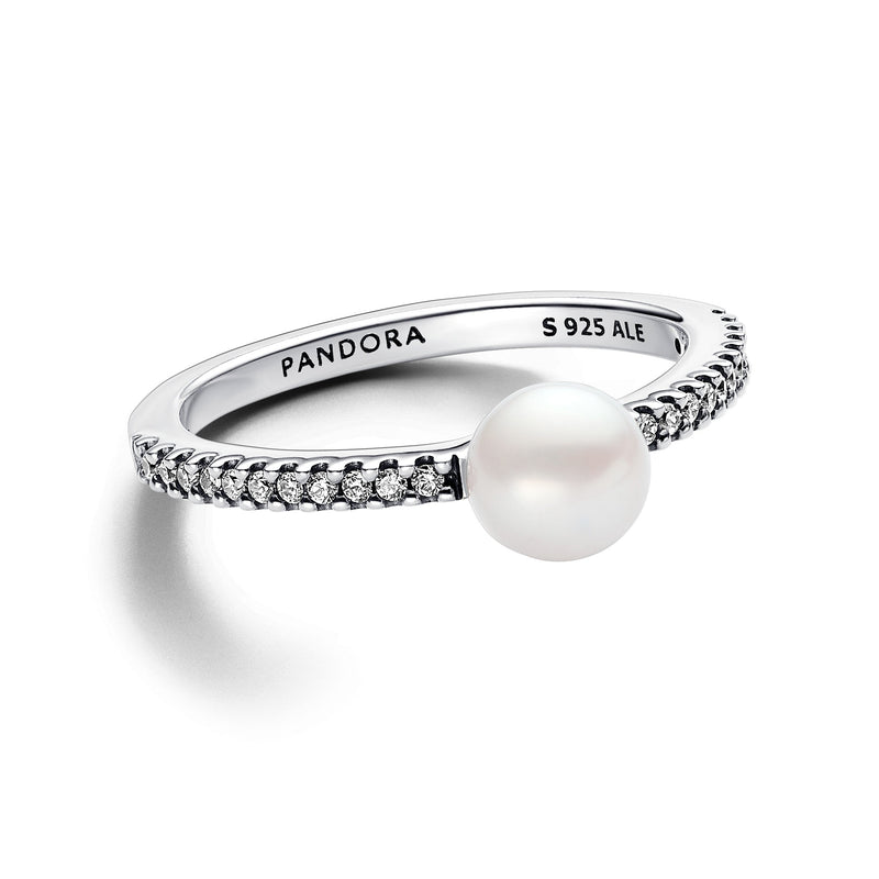 Treated Freshwater Cultured Pearl & Pavé Ring