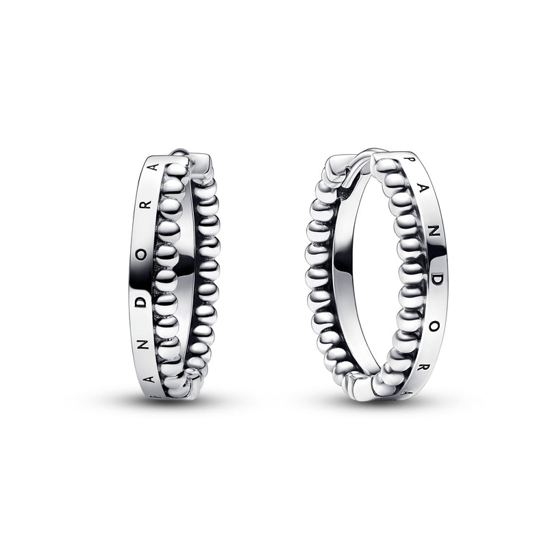 Pandora Signature Logo & Beads Hoop Earrings