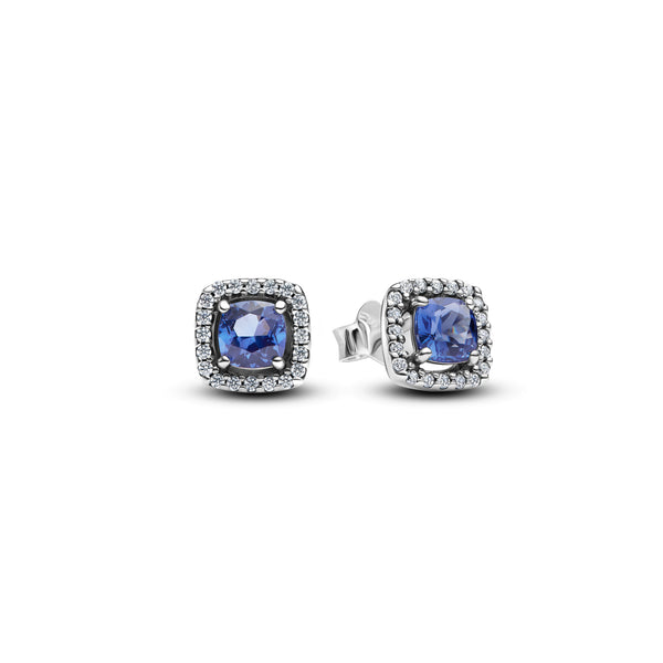 أقراط Sparkling Square Blue Stud