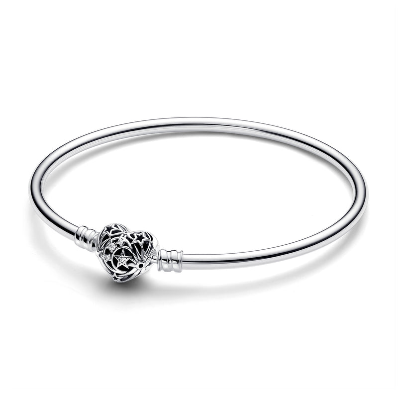 Sterling Silver Bangle with Heart Clasp