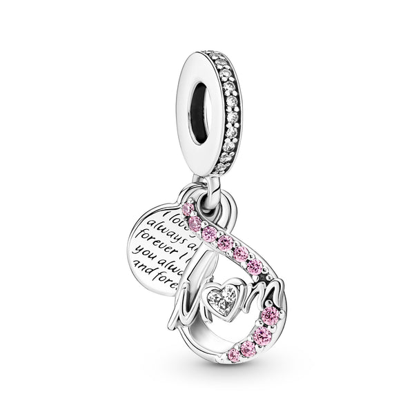 Mum Infinity Pavé Double Dangle Charm