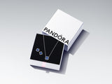 Sparkling Square Blue Halo Pendant Necklace