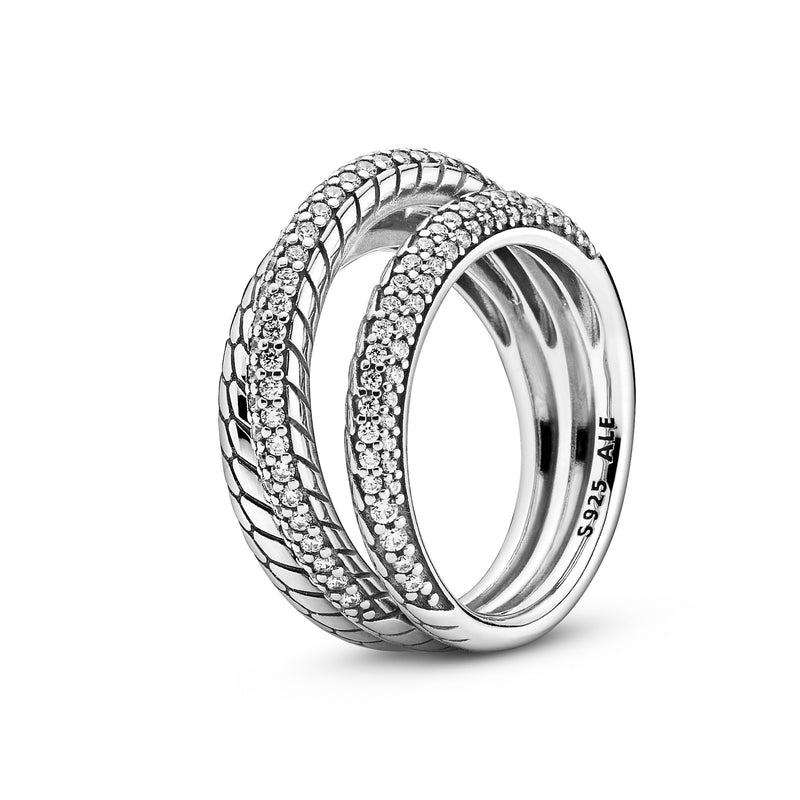 Snake Chain Pattern Sterling Silver Ring