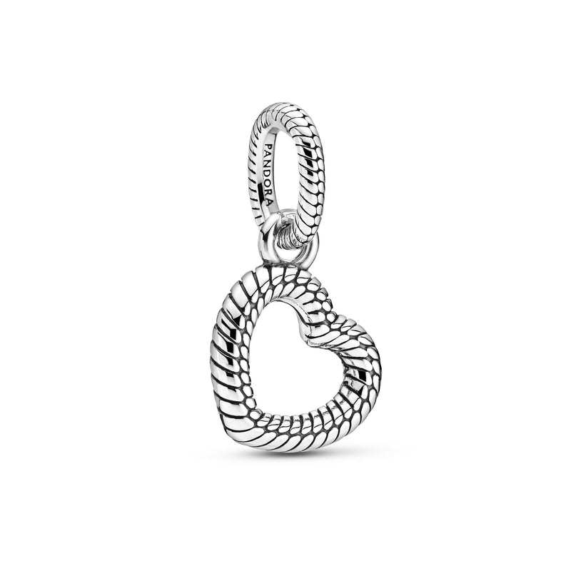 Snake Chain Pattern Heart Sterling Silver Pendant