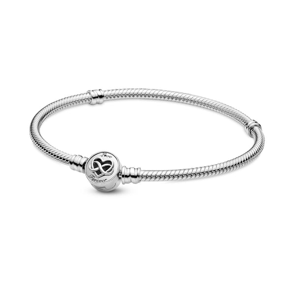 Silver Bracelet And Infinity Heart Clasp