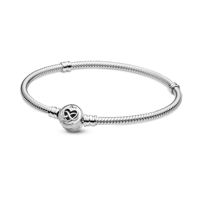 Silver Bracelet And Infinity Heart Clasp