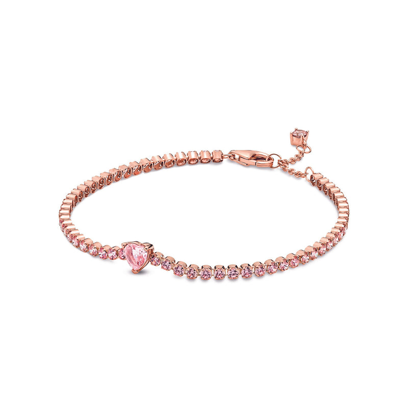 Heart 14K Rose Gold-Plated Tennis Bracelet