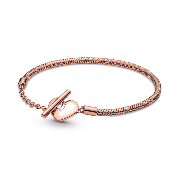 14K Rose Gold-Plated T-Bar Heart Bracelet