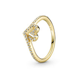 Heart And Wishbone 14K Gold-Plated Ring