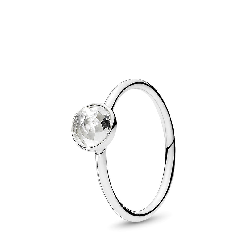 April Birthstone Silver Ring