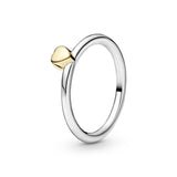 Silver Ring With 14K Heart