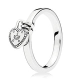 Heart Padlock Silver Ring