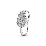 Double Finger Oak Leaf Sterling Silver Ring