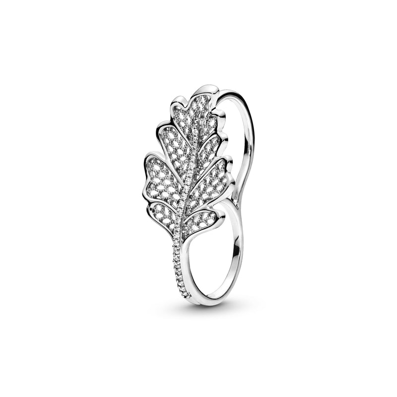 Double Finger Oak Leaf Sterling Silver Ring