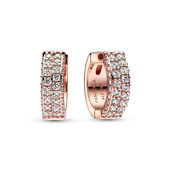 Pandora timeless Pavé Double-Row Hoop أقراط