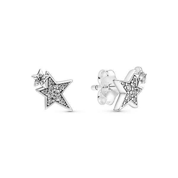 Double Star Sterling Silver Stud Earrings