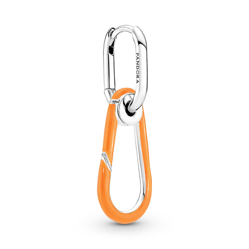 Link Earring With UV Fluo Orange Enamel