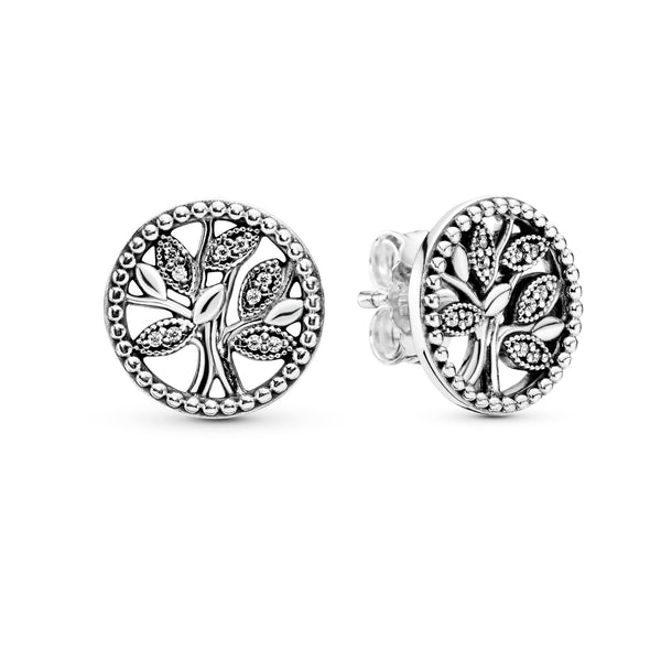 Family Tree Silver Stud Earrings