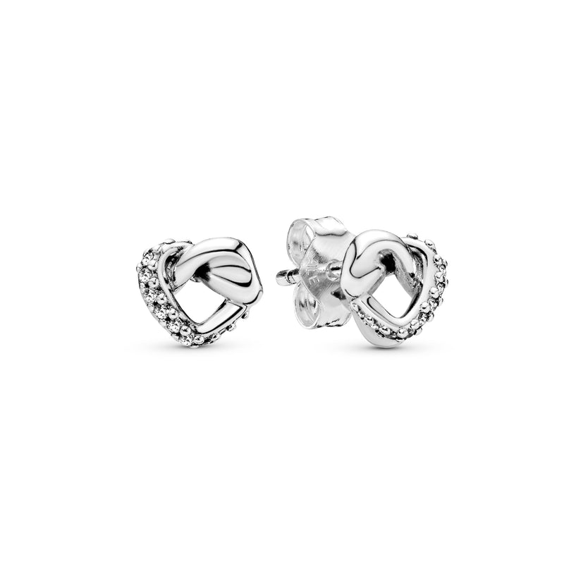 Knotted Hearts Silver Stud Earrings