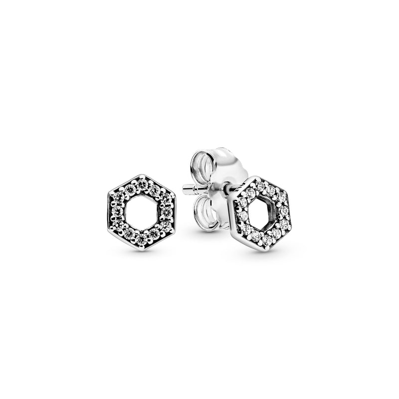 Hexagon Sterling Silver Stud Earrings