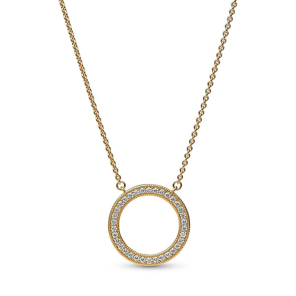 PANDORA Signature Pavé & Hearts Circle Necklace