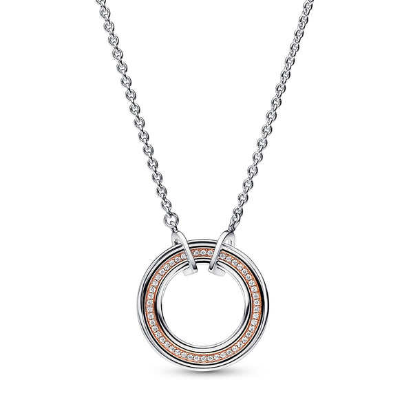 Pandora Signature Two tone Logo & Pavé Necklace