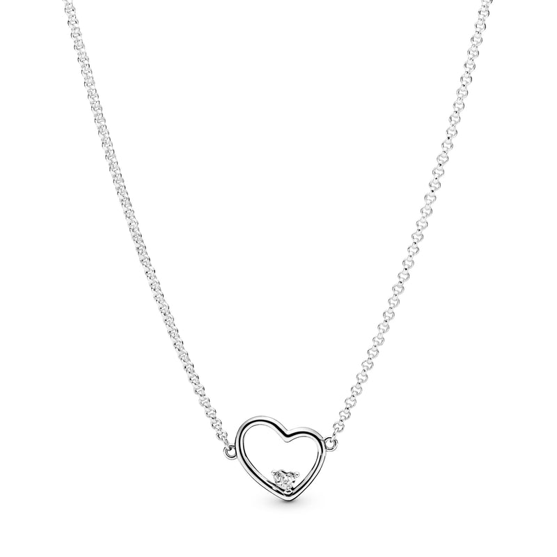 Asymmetrical Heart Silver Necklace