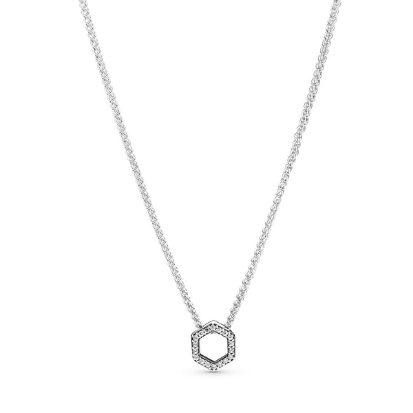 Hexagon Sterling Silver Necklace