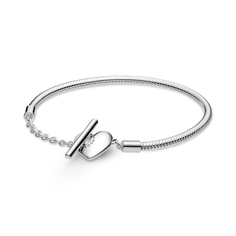 Silver T-Bar Heart Bracelet