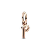 Letter P 14K Rose Gold-Plated Dangle