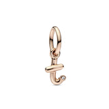 Letter T 14K Rose Gold-Plated Dangle