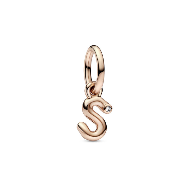 Letter S 14K Rose Gold-Plated Dangle