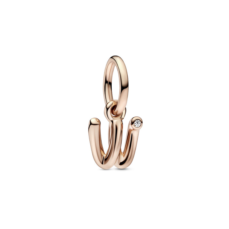 Letter W 14K Rose Gold-Plated Dangle