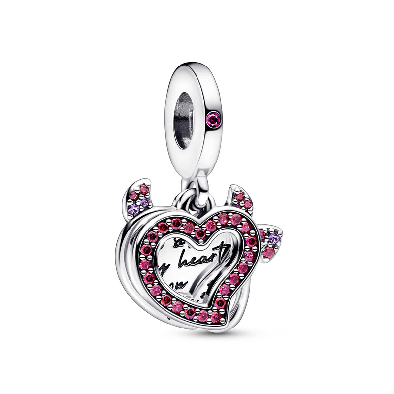 Devil Heart Silver Dangle