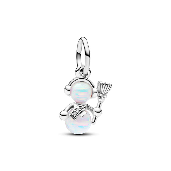 Opalescent Snowman Dangle Charm