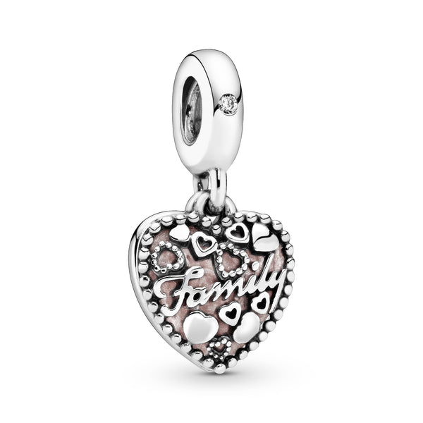 Family Heart Silver Dangle