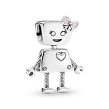 Robot Girl Silver Charm