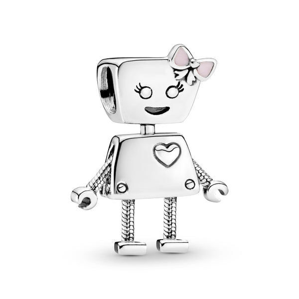 Robot Girl Silver Charm