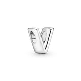 Letter V Silver Charm