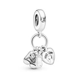 Shoes, Baby Bottle And Heart Silver Dangle