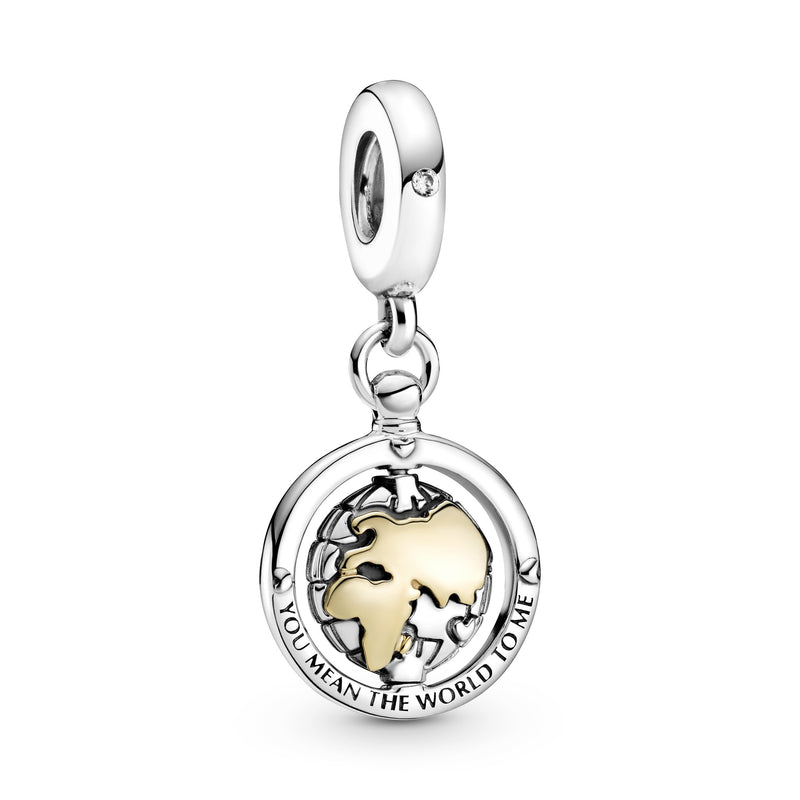 Spinning World Sterling Silver And 14K Gold Dangle